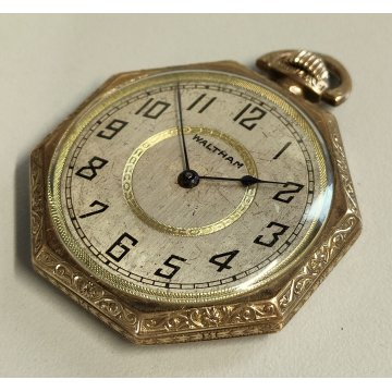 ANTICO OROLOGIO TASCA DORATO Waltham Octagon EPOCA 900 OLD POCKET WATCH taschino