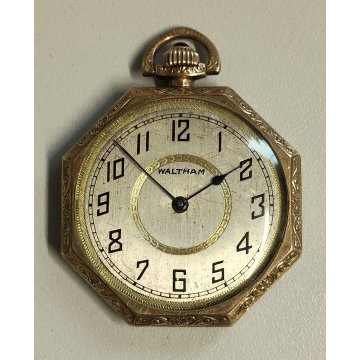 ANTICO OROLOGIO TASCA DORATO Waltham Octagon EPOCA 900 OLD POCKET WATCH taschino