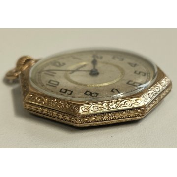 ANTICO OROLOGIO TASCA DORATO Waltham Octagon EPOCA 900 OLD POCKET WATCH taschino