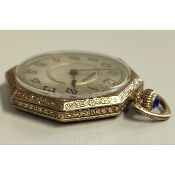 ANTICO OROLOGIO TASCA DORATO Waltham Octagon EPOCA 900 OLD POCKET WATCH taschino