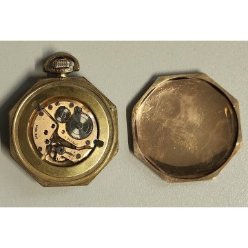 ANTICO OROLOGIO TASCA DORATO Waltham Octagon EPOCA 900 OLD POCKET WATCH taschino