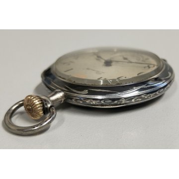 ANTICO OROLOGIO TASCA Zenith ARGENTO 800 NIELLO FIORI Old Pocket Watch TASCHINO