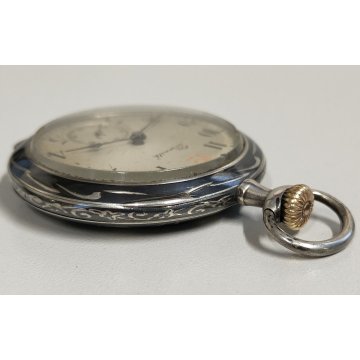 ANTICO OROLOGIO TASCA Zenith ARGENTO 800 NIELLO FIORI Old Pocket Watch TASCHINO