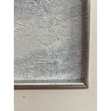 QUADRO DIPINTO OLIO TAVOLA PAESAGGIO MONTAGNA BAITA NEVE MATERICO ANNI 60