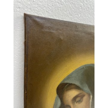 ANTICO DIPINTO OLIO SU TELA Maria Madonna RELIGIOSO SANTA epoca '900 QUADRO