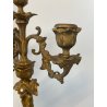ANTICA COPPIA CANDELIERE CANDELABRO LIBERTY PORTACANDELE OTTONE DORATO EPOCA 900