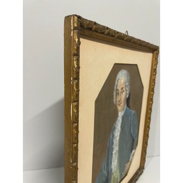 COPPIA QUADRO RITRATTO PERSONAGGI TEMPERA SU TELA 2PZ EPOCA 900 CORNICE LEGNO