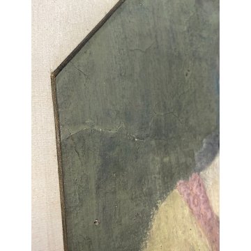 COPPIA QUADRO RITRATTO PERSONAGGI TEMPERA SU TELA 2PZ EPOCA 900 CORNICE LEGNO