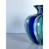 VASO A CANNE VETRO MURANO SOFFIATO BLU VERDE DESIGN VENINI INSPIRED ø 14x12,5 cm