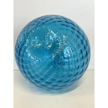 VASO BALLOTON MONOFIORE VETRO MURANO SOFFIATO AZZURRO DESIGN VENINI ø 15 cm '900