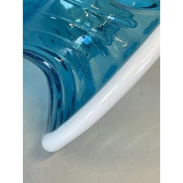 VASO BALLOTON MONOFIORE VETRO MURANO SOFFIATO AZZURRO DESIGN VENINI ø 15 cm '900