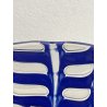 VASO VETRO MURANO Graffito DESIGN Barovier&Toso BLU TRASPARENTE AVVENTURINA ORO