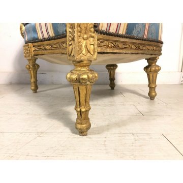 COPPIA POLTRONA BAROCCA TESSUTO JACQUARD ARMCHAIR BERGERES TRONO 1900 DORATA OLD