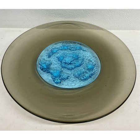  VASSOIO VETRO MURANO TAPIO WIRKKALA PER VENINI VINTAGE FIRMATO ANNI 80 DESIGN