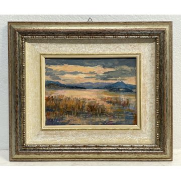 QUADRO DIPINTO OLIO C. Farioli  "Luci sul lago" a STRESA PAESAGGIO LAGO MAGGIORE