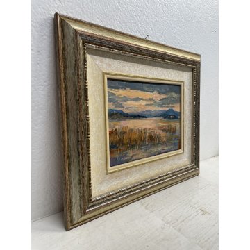 QUADRO DIPINTO OLIO C. Farioli  "Luci sul lago" a STRESA PAESAGGIO LAGO MAGGIORE