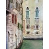 ANTICO QUADRO DIPINTO OLIO FIRMATO Zapedro SCORCIO VENEZIA FIGURE GONDOLE CANALE