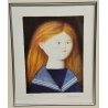 QUADRO LITOGRAFIA Antonio Bueno EPOCA '900 Marinaretta RITRATTO BAMBINA stampa
