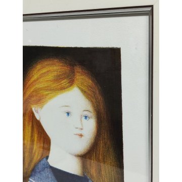 QUADRO LITOGRAFIA Antonio Bueno EPOCA '900 Marinaretta RITRATTO BAMBINA stampa