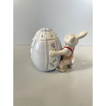 SCULTURA DECORAZIONE VINTAGE Villeroy&Boch "Bunny Tales" CONIGLIETTO UOVO '70