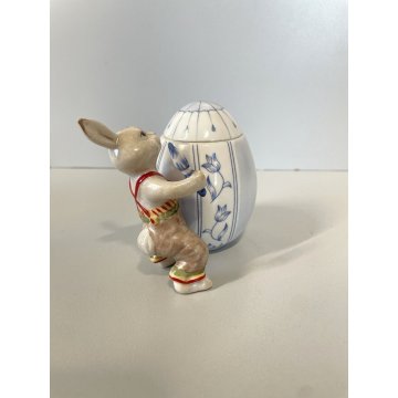 SCULTURA DECORAZIONE VINTAGE Villeroy&Boch "Bunny Tales" CONIGLIETTO UOVO '70