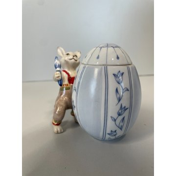 SCULTURA DECORAZIONE VINTAGE Villeroy&Boch "Bunny Tales" CONIGLIETTO UOVO '70