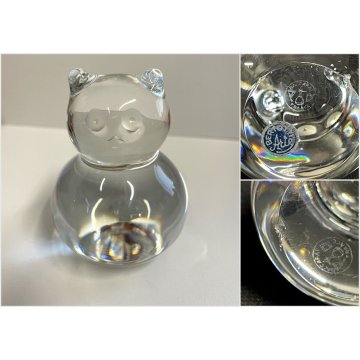 SCULTURA CRISTALLO TRASPARENTE GATTO BACCARAT Roly Poly CRYSTAL CAT / KITTEN '60