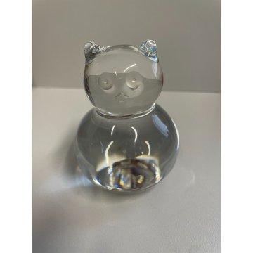 SCULTURA CRISTALLO TRASPARENTE GATTO BACCARAT Roly Poly CRYSTAL CAT / KITTEN '60