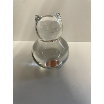 SCULTURA CRISTALLO TRASPARENTE GATTO BACCARAT Roly Poly CRYSTAL CAT / KITTEN '60