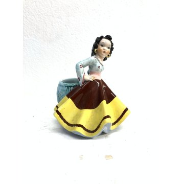 ANTICO PORTA VASO VINTAGE G. Girardi FIGURA CERAMICA GITANA N° 455 CUTE GIRL 40s