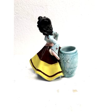 ANTICO PORTA VASO VINTAGE G. Girardi FIGURA CERAMICA GITANA N° 455 CUTE GIRL 40s