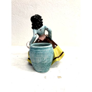 ANTICO PORTA VASO VINTAGE G. Girardi FIGURA CERAMICA GITANA N° 455 CUTE GIRL 40s