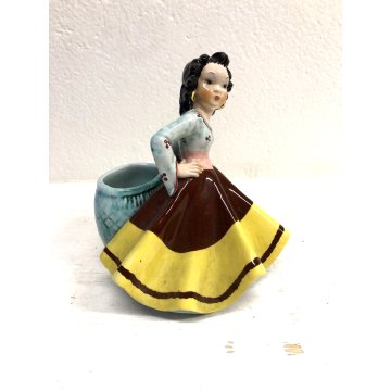 ANTICO PORTA VASO VINTAGE G. Girardi FIGURA CERAMICA GITANA N° 455 CUTE GIRL 40s