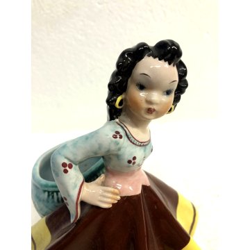 ANTICO PORTA VASO VINTAGE G. Girardi FIGURA CERAMICA GITANA N° 455 CUTE GIRL 40s