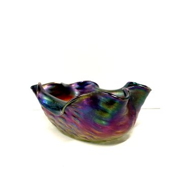 BOWL CIOTOLA VETRO Loetz BOHEMIAN IRIDESCENT GLASS Attr. Rindskopf ART NOUVEAU