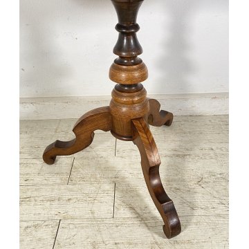 ANTICO TAVOLINO INTARSIATO TORO CORRIDA LEGNO NOCE 1800 SMALL TABLE SPAGNOLO OLD