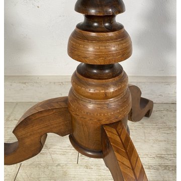 ANTICO TAVOLINO INTARSIATO TORO CORRIDA LEGNO NOCE 1800 SMALL TABLE SPAGNOLO OLD