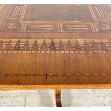 ANTICO TAVOLINO INTARSIATO TORO CORRIDA LEGNO NOCE 1800 SMALL TABLE SPAGNOLO OLD