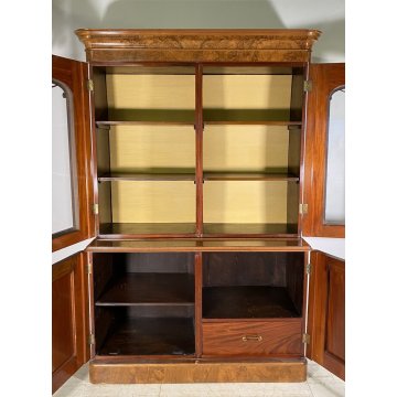 ANTICA CREDENZA BUFFET ART NOUVEAU 4 ANTE PRIMI 900 LEGNO VETRINA DISPENSA EPOCA