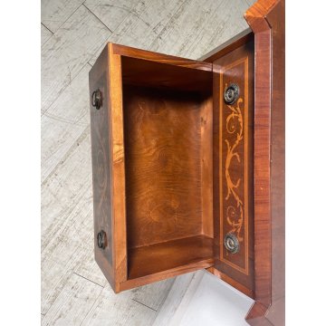 ANTICO COMODINO LEGNO INTARSIATO STILE LUIGI XVI PICCOLA CASSETTIERA MOBILETTO