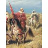 ANTICO QUADRO Holler DIPINTO olio tavola CAVALIERI ARABI epoca PAESAGGIO BEDUINI