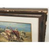 ANTICO QUADRO Holler DIPINTO olio tavola CAVALIERI ARABI epoca PAESAGGIO BEDUINI