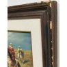ANTICO QUADRO Holler DIPINTO olio tavola CAVALIERI ARABI epoca PAESAGGIO BEDUINI