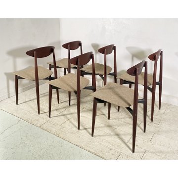 LOTTO 6 SEDIE ANNI 60 DESIGN SCANDINAVE VINTAGE CHAIR LEGNO FERRO STOFFA SET 6