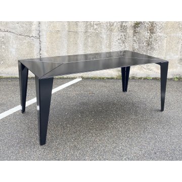 TAVOLO PRANZO RETTANGOLARE DESIGN FERRO VERNICIATO NERO ANNI 80 TABLE MODERNO