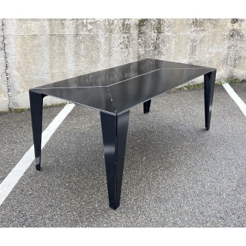 TAVOLO PRANZO RETTANGOLARE DESIGN FERRO VERNICIATO NERO ANNI 80 TABLE MODERNO