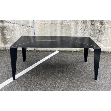 TAVOLO PRANZO RETTANGOLARE DESIGN FERRO VERNICIATO NERO ANNI 80 TABLE MODERNO