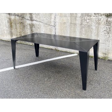 TAVOLO PRANZO RETTANGOLARE DESIGN FERRO VERNICIATO NERO ANNI 80 TABLE MODERNO