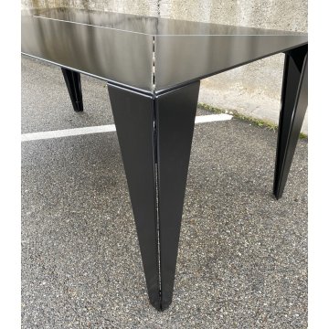 TAVOLO PRANZO RETTANGOLARE DESIGN FERRO VERNICIATO NERO ANNI 80 TABLE MODERNO