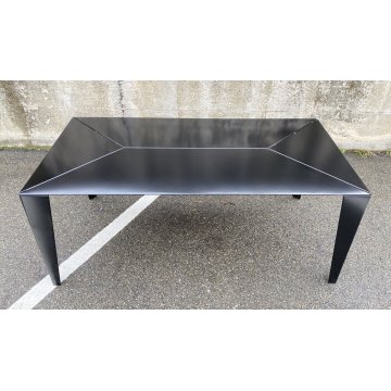 TAVOLO PRANZO RETTANGOLARE DESIGN FERRO VERNICIATO NERO ANNI 80 TABLE MODERNO